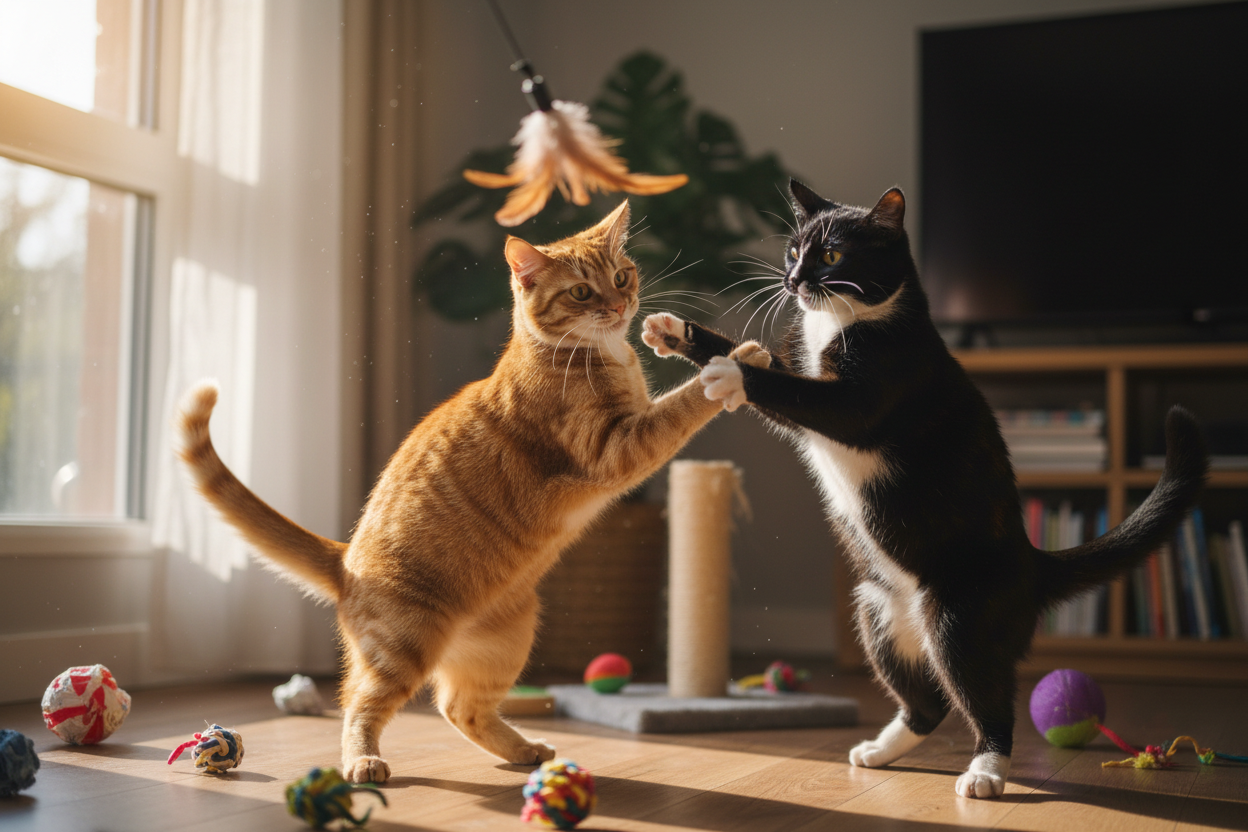 two playful cats